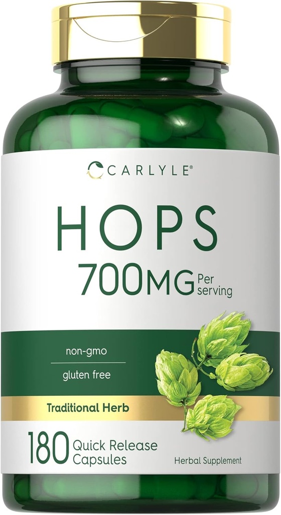 卡莱尔·霍普斯(Carlyle Hops) 补充700mg → 180 Capsules → 非GMO & Gluten Free → 传统草药