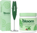 Bloom营养超食品绿皮粉,带有Probiotics和Prebiotics的消化酶,Gut健康,Bloating Relief,原型+牛奶 Frother 高功率手混合器