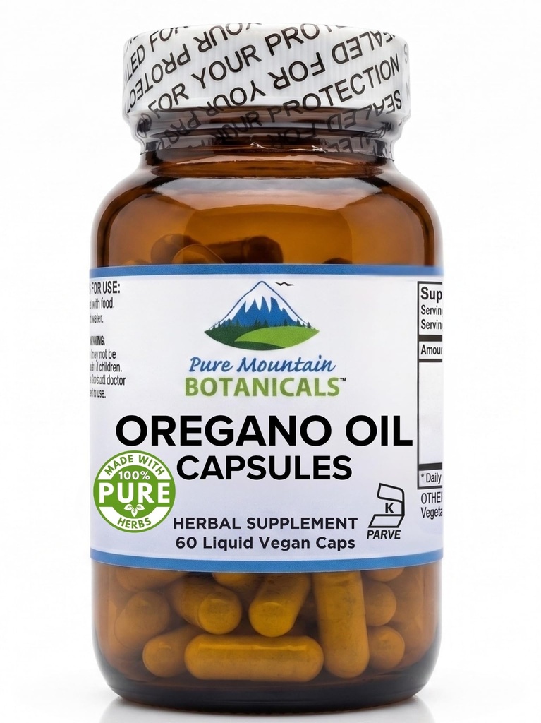 纯山植物学 野生奥雷根诺石油 Capsules - 60 Kosher Vegan Caps Now with 510mg Medial Oil of Oregano Supplements (英语).