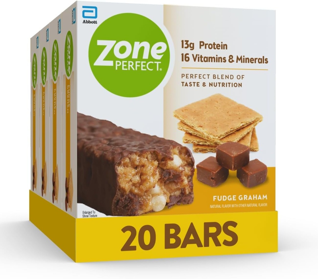 区Perfect蛋白棒,13g蛋白,16Vitamins & Minerals,蛋白质斯纳克,Fudge Graham,20bs