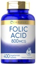 Carlyle Folic Acid 800 Mcg 平板电脑 QQ400 植物学家,非GMO, Gluten Free