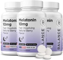 Balancebreens Melatonin 10mg 快速溶解,120块平板 - 休息夜的自然睡眠援助,无毒品支持放松和不安定
