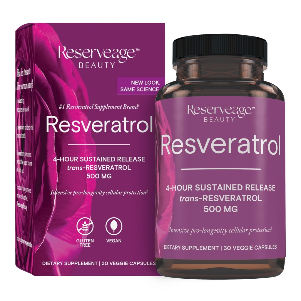 储备美人,Reveratrol 500 mg,心脏和细胞健康抗氧化剂补充剂,支持健康老龄化和免疫系统,Paleo, Keto, 30 Capsules