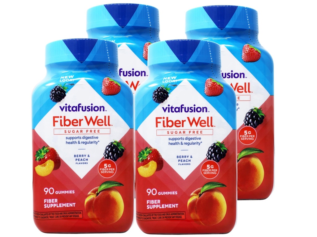 VitaFusion, Fiber Well Gummys, Fiber 补编,各种火焰 - 90口香糖,包4