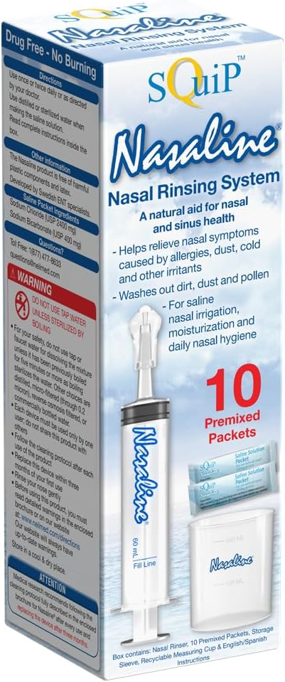 装有 10 个预混合的 saline 包的 Nasaline 鼻梁系统