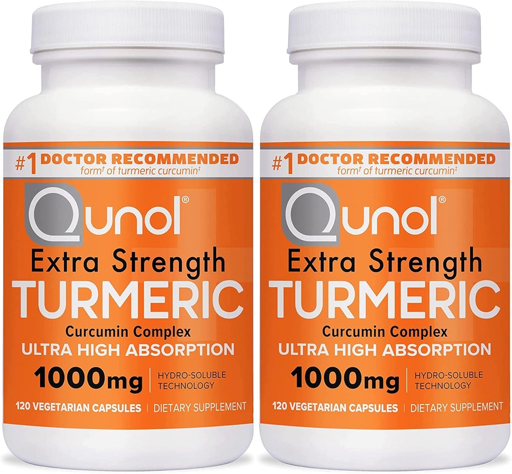 Quunol Turmeric Curcumin Capsules,1000mg 额外强度补充剂,专利水溶技术,带有黑辣椒的Turmeric Crucumin替代品,240 Veggie Capsules