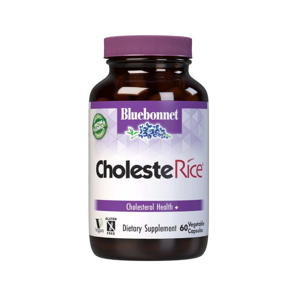 蓝铜网 营养 CholesteRice 蔬菜 Capetules, Red Yeast Rice, Plant Sterols, Pantethine, CoQ10, Policosanol, Vegan, Vegetarian, 非转基因生物, Gluten Free, Milk Free, SOY-FREE, 60 蔬菜 Capetules