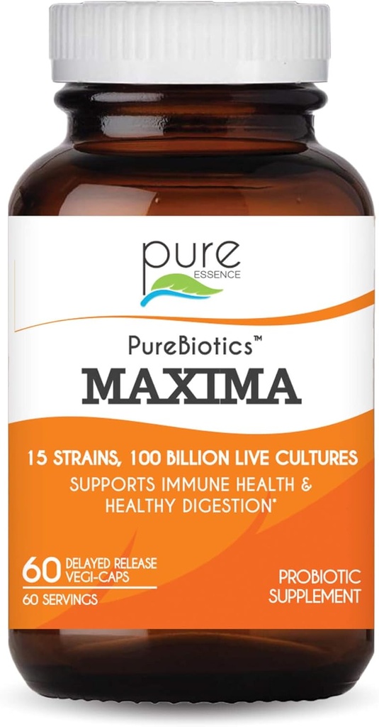 PURE ESSENCE LABS Maxima Probiotics 100亿 CMU -- -- 改善消化的男女增生补充剂 -- -- 15种草原,用于免疫支持和消化健康(60种Capsules)