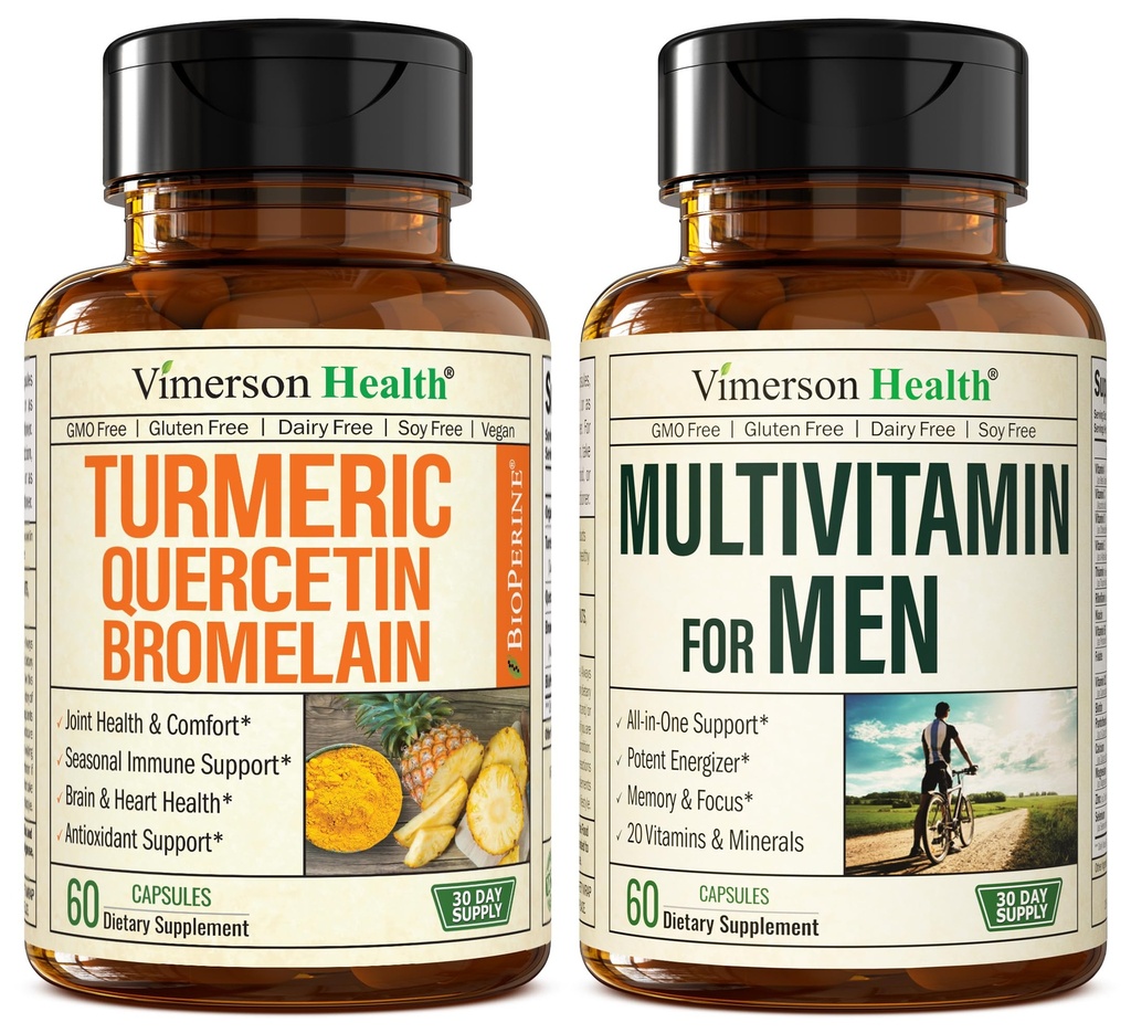 使用 bromelain & Turmeric Curcumin 的 Quercetin 与 Complete 多维素 用于男性
