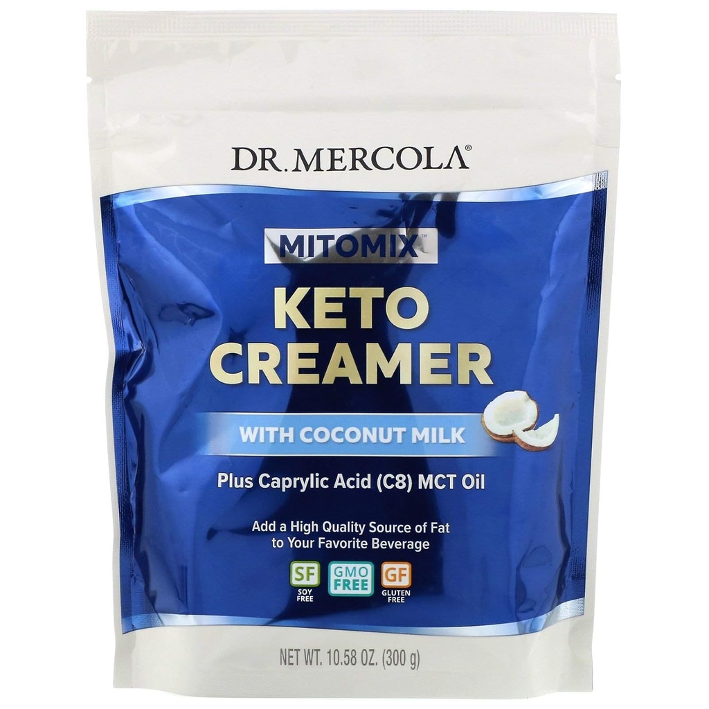 Mercola MITOMIX Keto Creamer博士,配有椰子牛奶,15种服务,(1袋),MCT Oil,非转基因生物,Gluten Free, Soy Free