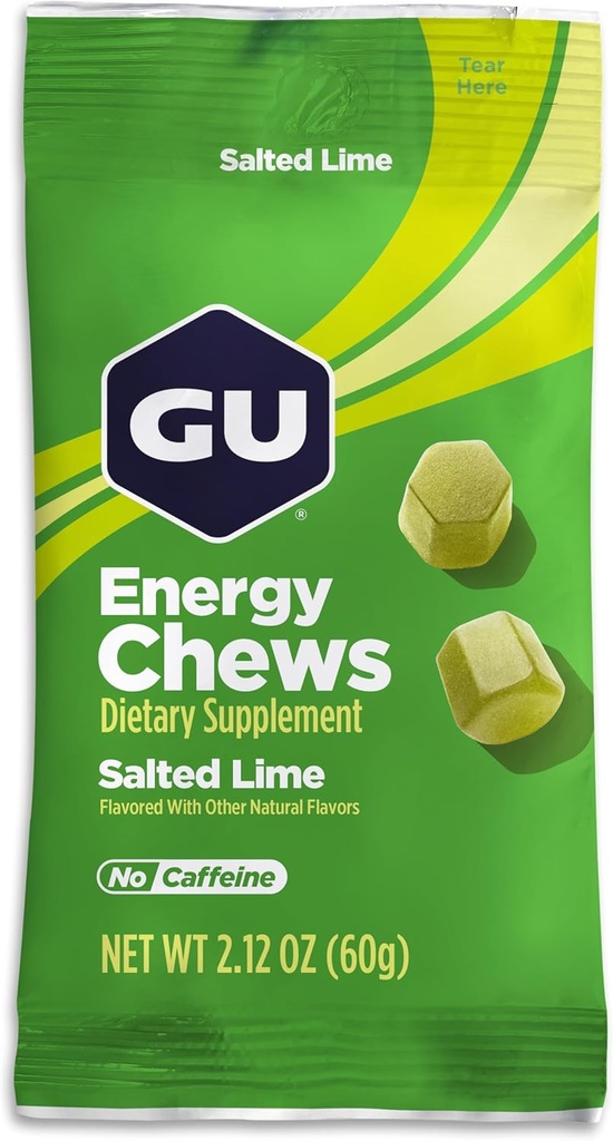 GU Energy Chews,配有电解质的盐液液能源,Vegan,Gluten-Free,Kosher,无咖啡因,以及供任何工作使用的乳制品,12袋(共计24个)