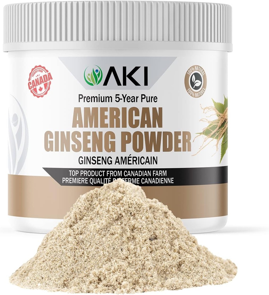 AKI 美国Ginseng粉 配有4%的Ginsenosides(4oz/113g) - 与咖啡,饮料类似平滑饮料的理想(4oz/113g)