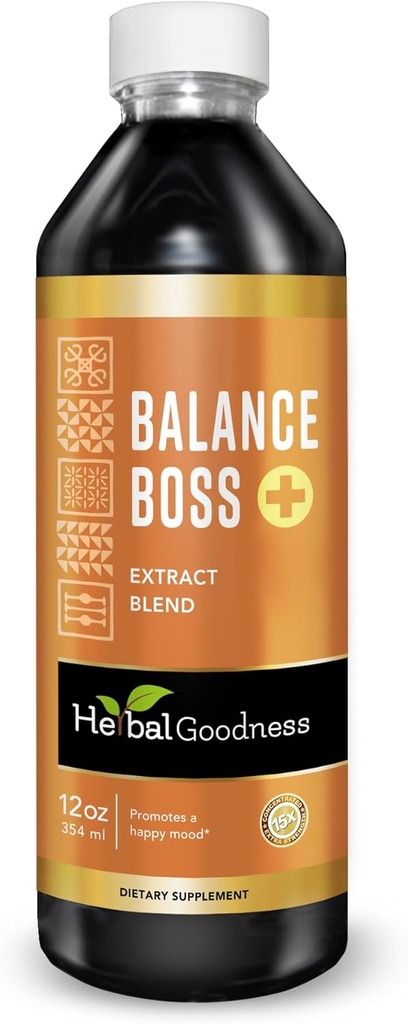 草药Goodness Happy Mood Support Supplement - St Johns Worth促进放松和冷静,Rhodiola Rosea Boss 12 Fl.
