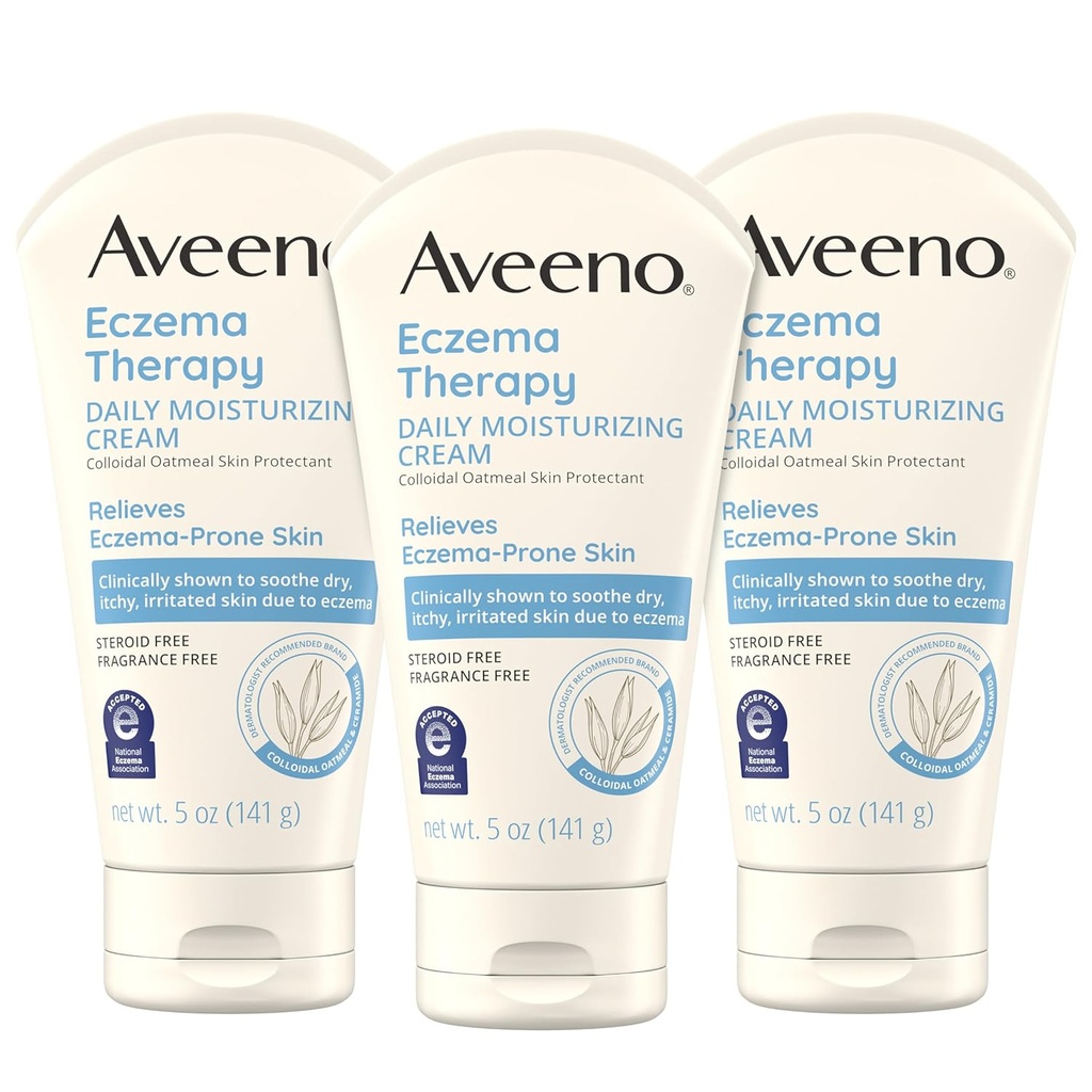 Aveeno Eczema 治疗 每日为敏感皮肤进行摩擦体凝胶,舒松 Eczema 救济 凝胶 凝胶 Oatmeal 和 Ceramide 为干燥和 Itchy 皮肤,无固醇和香料,5 oz,包装为 3