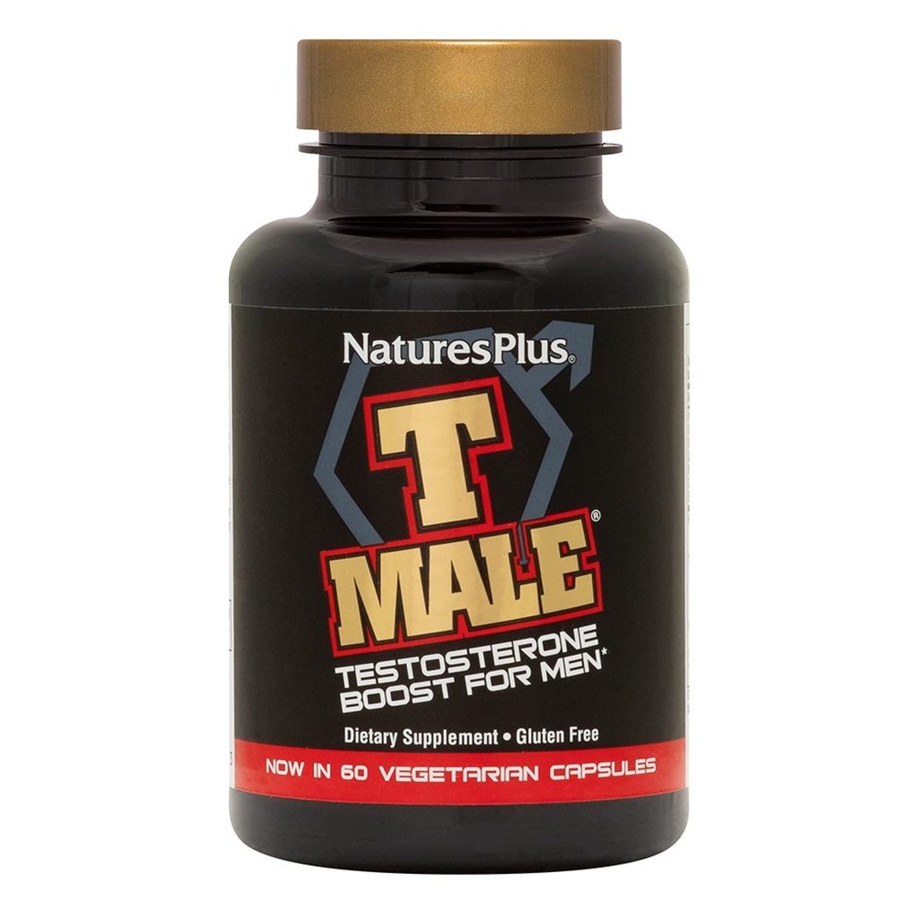 NaturesPlus T 雄性-60种蔬菜 Capsules - 促进肌肉增益和Stamina,Mood增强剂 - Gluten Free - 30种总服务
