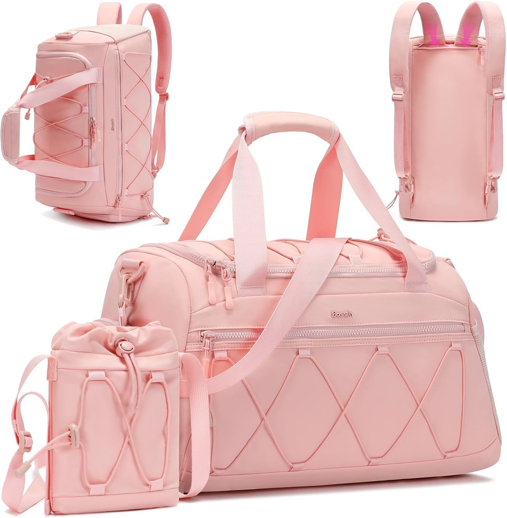 粉红色女子40L Gym Duffel 与鞋比较 - 背着Woender 超夜袋 - 个人物品 旅行工作托特
