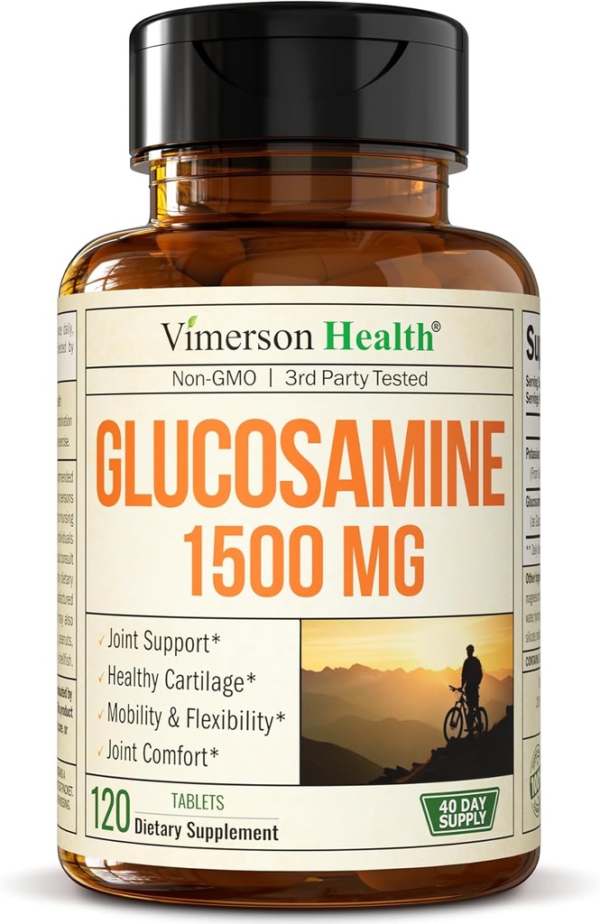 Glucosamine Sulfate 1500mg w/Potassium – FSA 适合卡蒂拉奇,骨骼和联合健康联合支持补充,偶尔对背部,膝盖和手部的不适救济 – Glucosamine Complex 120 Tabs