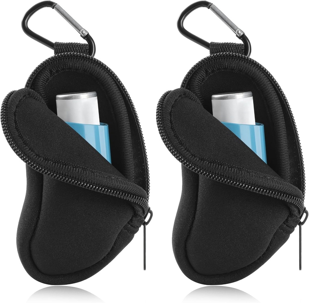携带持有者Neoprene旅行的Asthma Inhaller 吸入器迷你包,用于L-Shaped Inhaler, Inhaler 不包括(黑色2PCS)
