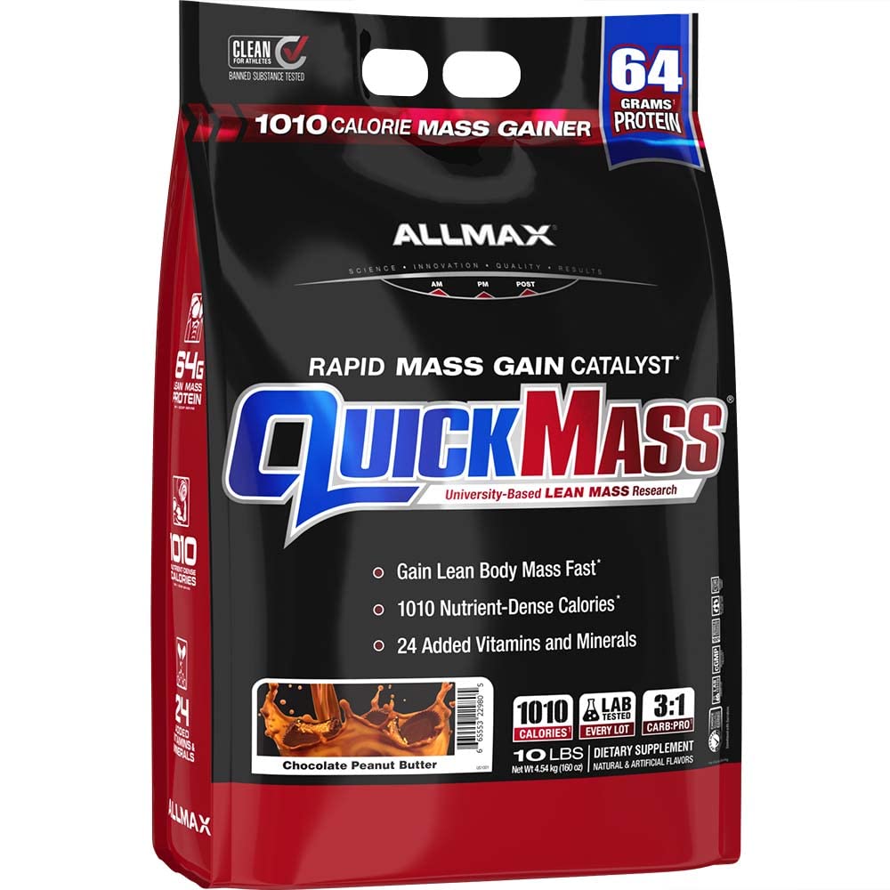 AllMAX QUICKMASS, Cookies & Cream - 10 lb - 快速质量增殖催化剂 - 最高64克蛋白质 人服 - 3:1 碳对蛋白质比率 - 零转脂肪 - 最高70克