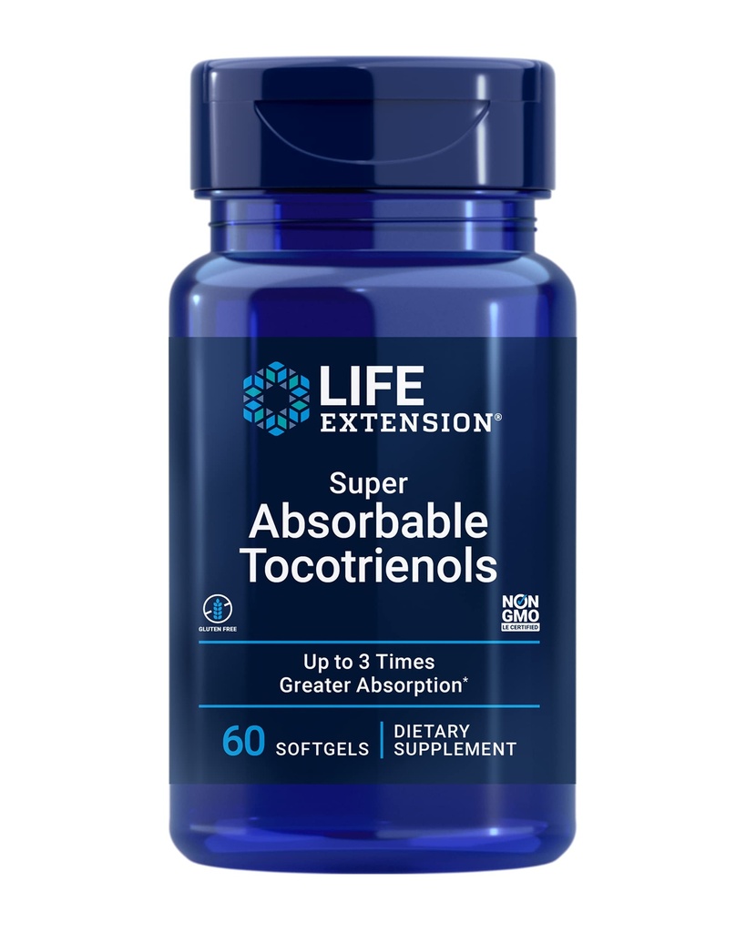 生命延长 超级吸附剂 Tocotrienols,维生素E作为 D-Alpha tocopherol, 混合 tocotrienols, 支持毛发生长,脑功能,无胶,非GMO, 60软胶
