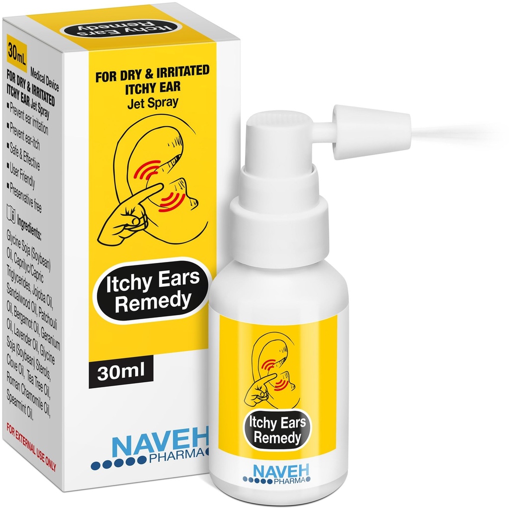 NAVEH PHARMA – 痒耳补救:耳朵清洗和痒眼救济 – 治疗所有耳痒原因 – Eczema治疗和堵塞耳部救济 – Ear Wax Refer & Ear Wash(1 Fl Oz)