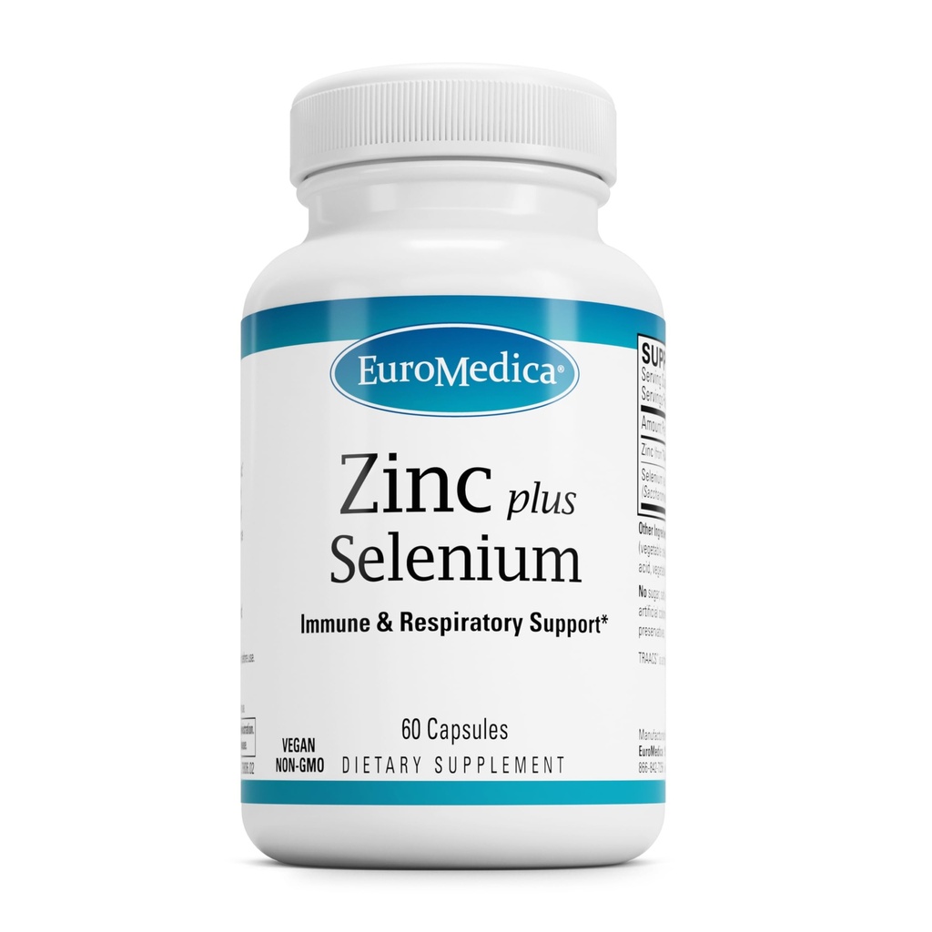 EuroMedica Zinc Plus 硒 - Immune & Respiratory Health Supports - 配有锌比斯格氏化切拉特的矿物补充 - 配有硒的细胞健康支持公式 - 60 Capsules