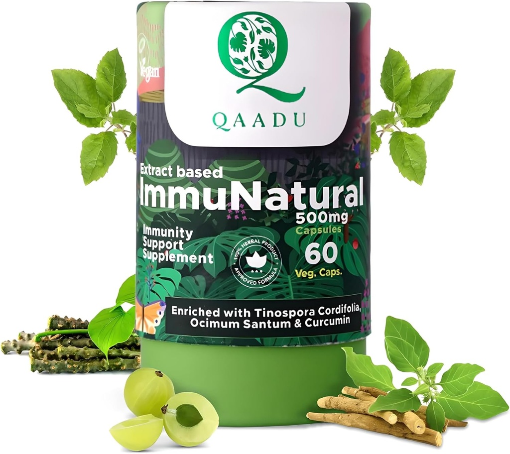 成人免疫 60 Capsules 自然, Vegan Ayurvedic 豁免促进者 Ashwagandha Tulsi Amla Haldi Muleti Giloy 适合13年+500毫克