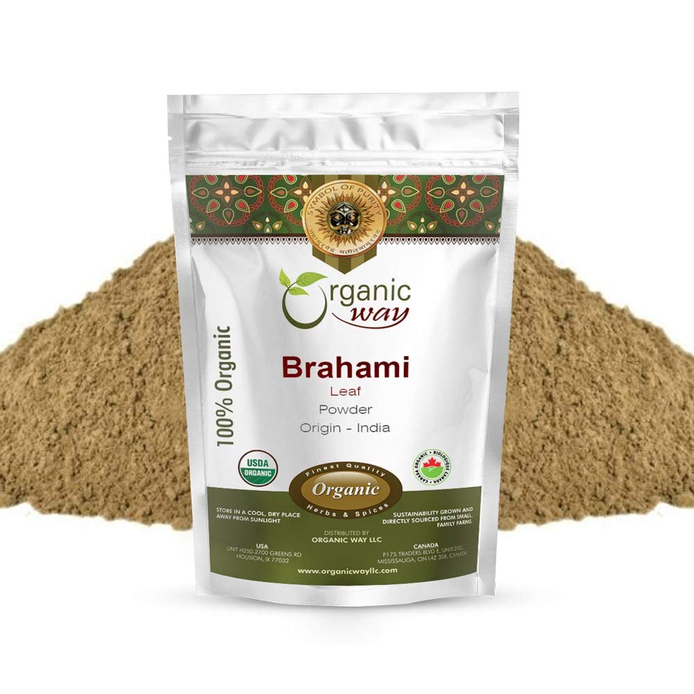 有机途径 布拉米叶粉(英语:Bacopa Monnieri) - 有机 & Kosher认证 QQ Raw, Vegan, Non GMO & Gluten Free – USDA认证 印度(16 Oz)