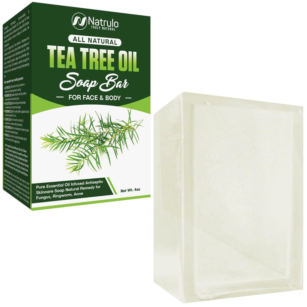 面部和身体茶树油皂吧, 4oz – 抗菌药 自然修复 皮肤清洁剂 纯基本油浸 皮肤护理 清洗 Fungus, Ringtrom, Acne