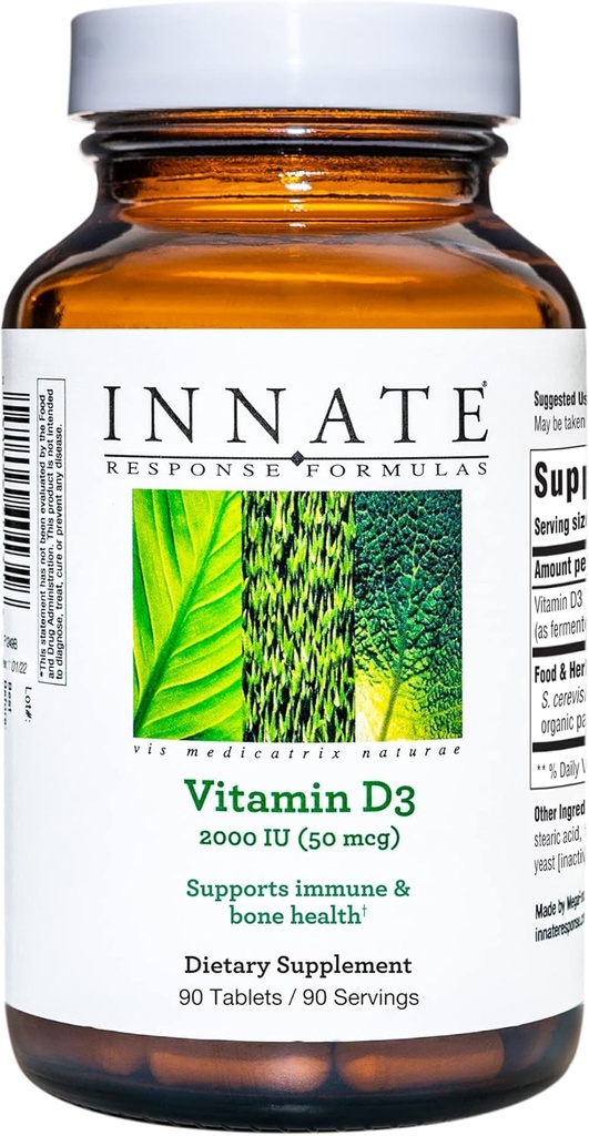 维生素D3 2000 IU(50 mcg)-支持免疫和骨质健康的维生素补充剂-蔬菜、非GMO和Kosher-没有9种食品过敏剂-90片(90种)