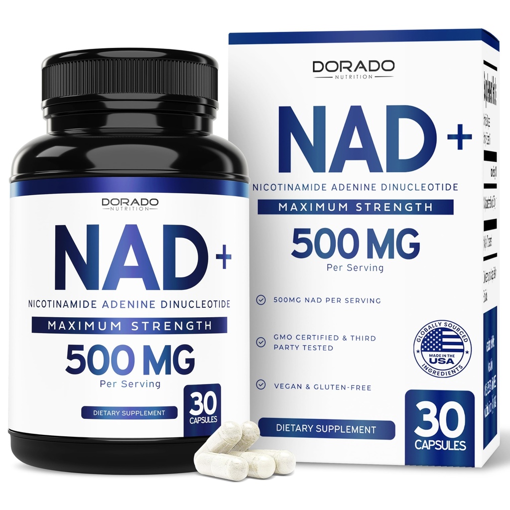 NAD补编(纯度为95%的NAD+Per service) NMN补编,NAD Nicotinamide Riboside Support(第三方测试,Vegan Safe,非GMO,无填充器,美国制造-30 Vegan Capsules)