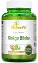 NutreeVit 100% Organization Ginkgo Biloba Capsules - 支持脑健康,精神警惕,循环,和增强记忆 - 有机抗氧化剂 - 100 瓶子