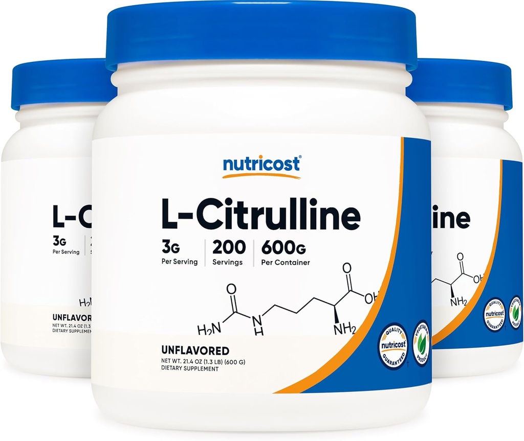营养成本纯L-Citrulline (Base) 粉末(600格拉姆)(3瓶)