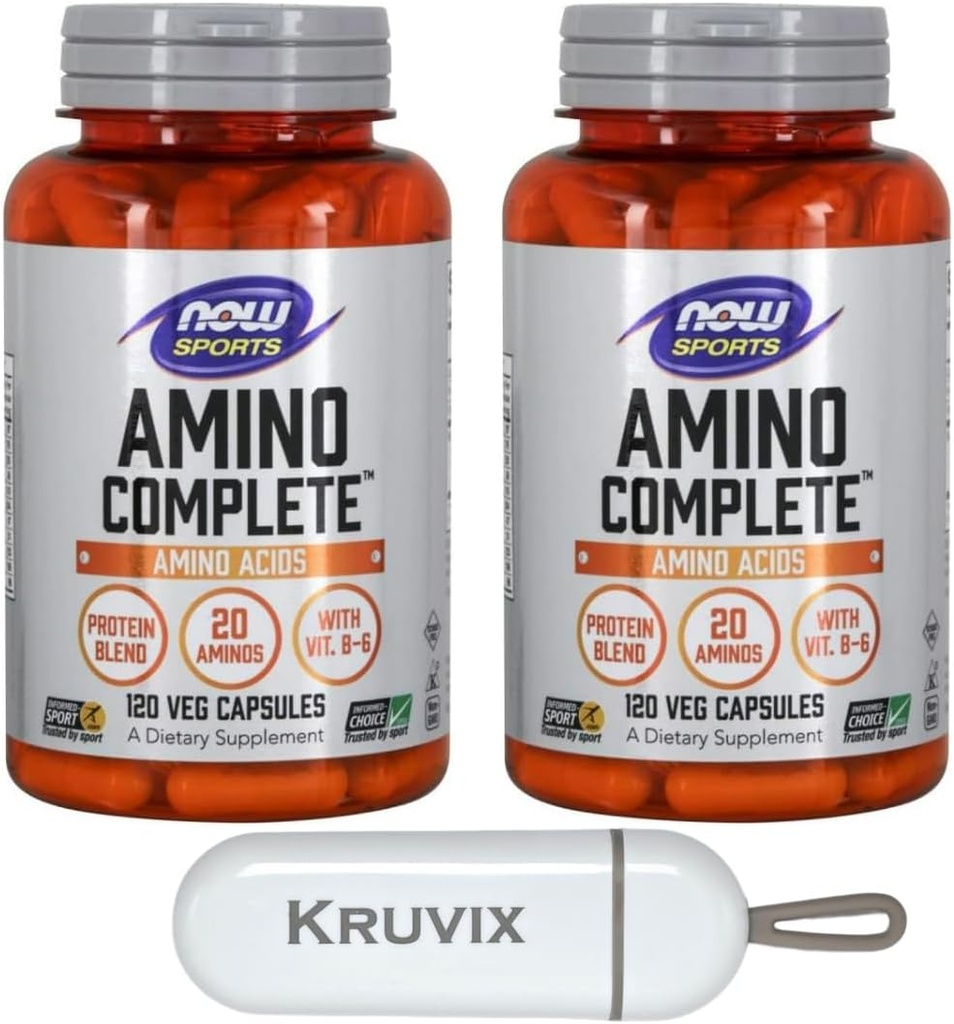Now Foods Sports 营养, 氨基蛋白蛋白 配有21个氨基和B-6 配有 120 Veg Capsules - Pack of 2 with Pill Organization