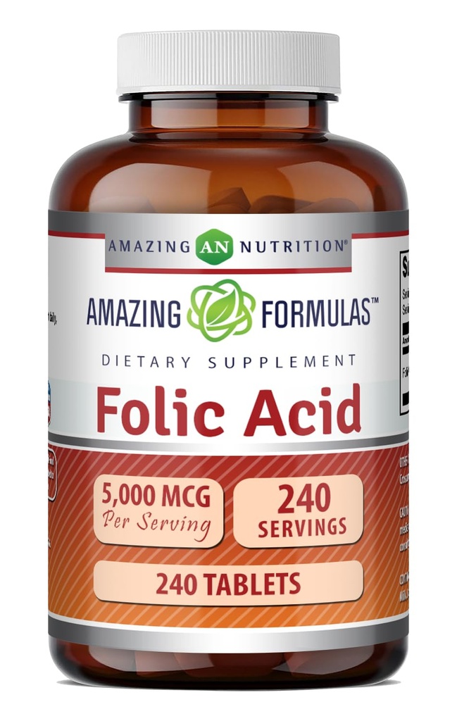 神奇的方程式 Folic Acid Supplements 5000 Mcg QQ 平板电脑 Non-GMO Gluten Free QQ 在美国制造(240个计数)