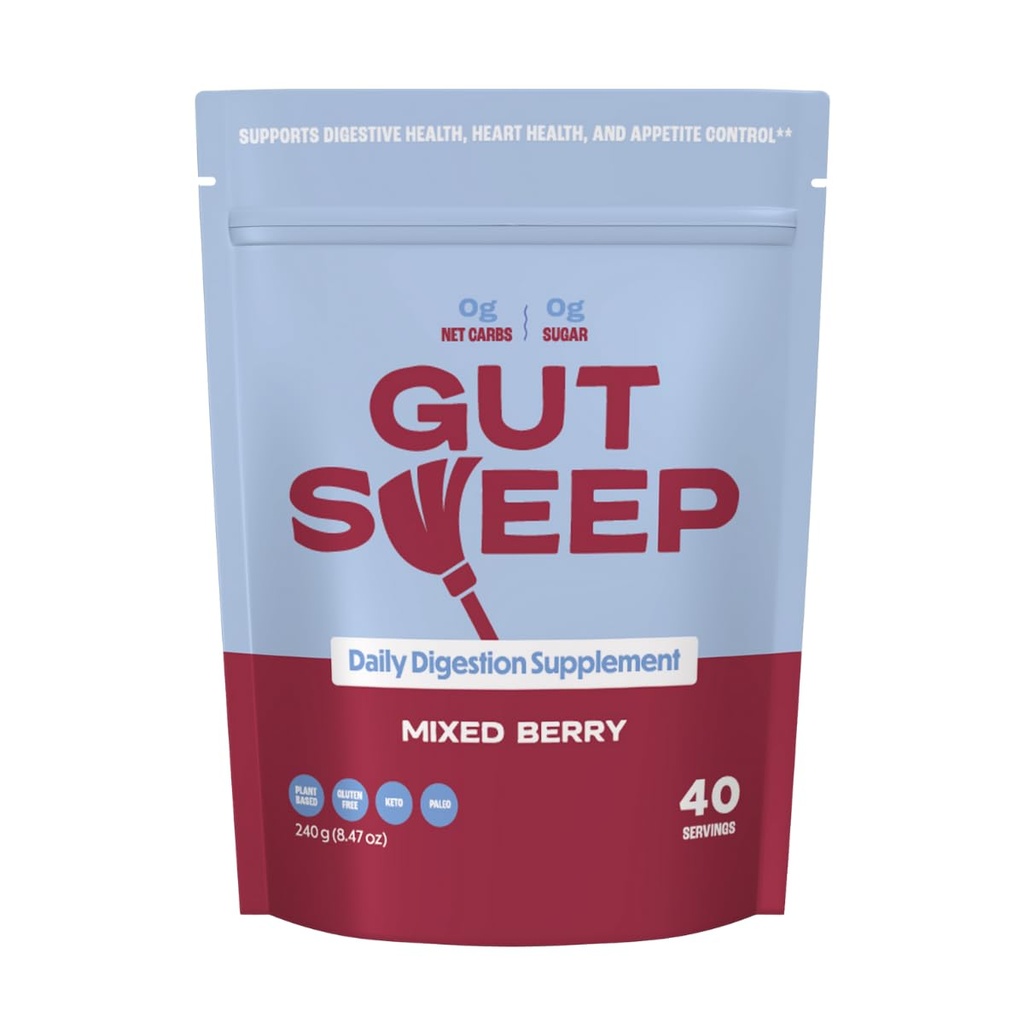 Gut Sweep - 每日文摘增刊 - Psyllium Husk Fiber - 支持Appetite控制 - Gluten Free & Plant 基于 - Keto & Paleo Friendly - 40 services - 混合莓