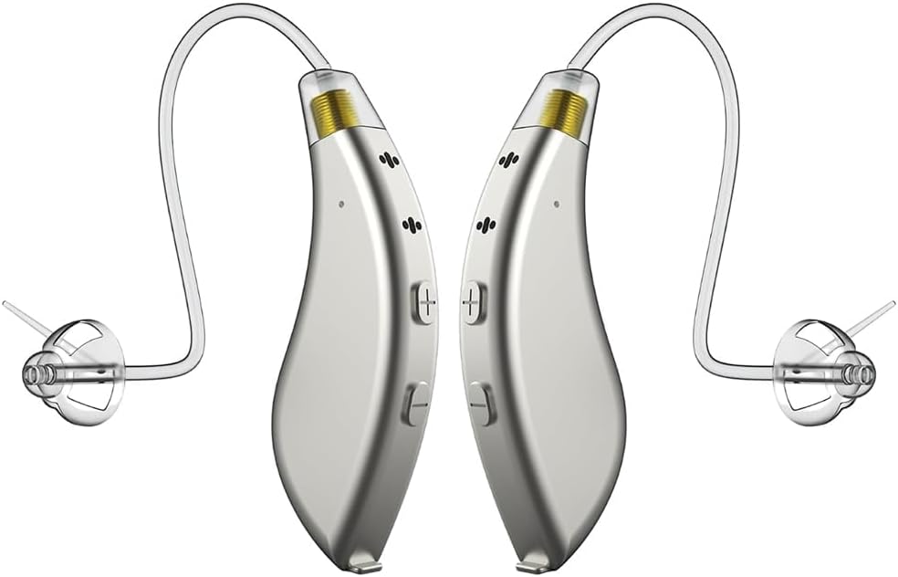 BlaidsX Pro 成人可编程助听器,有移动应用程序,听力测试和噪音取消,有蓝牙,双米克和48个DSP通道的老年人听力助听器 QQ USA-Made 多核心处理器