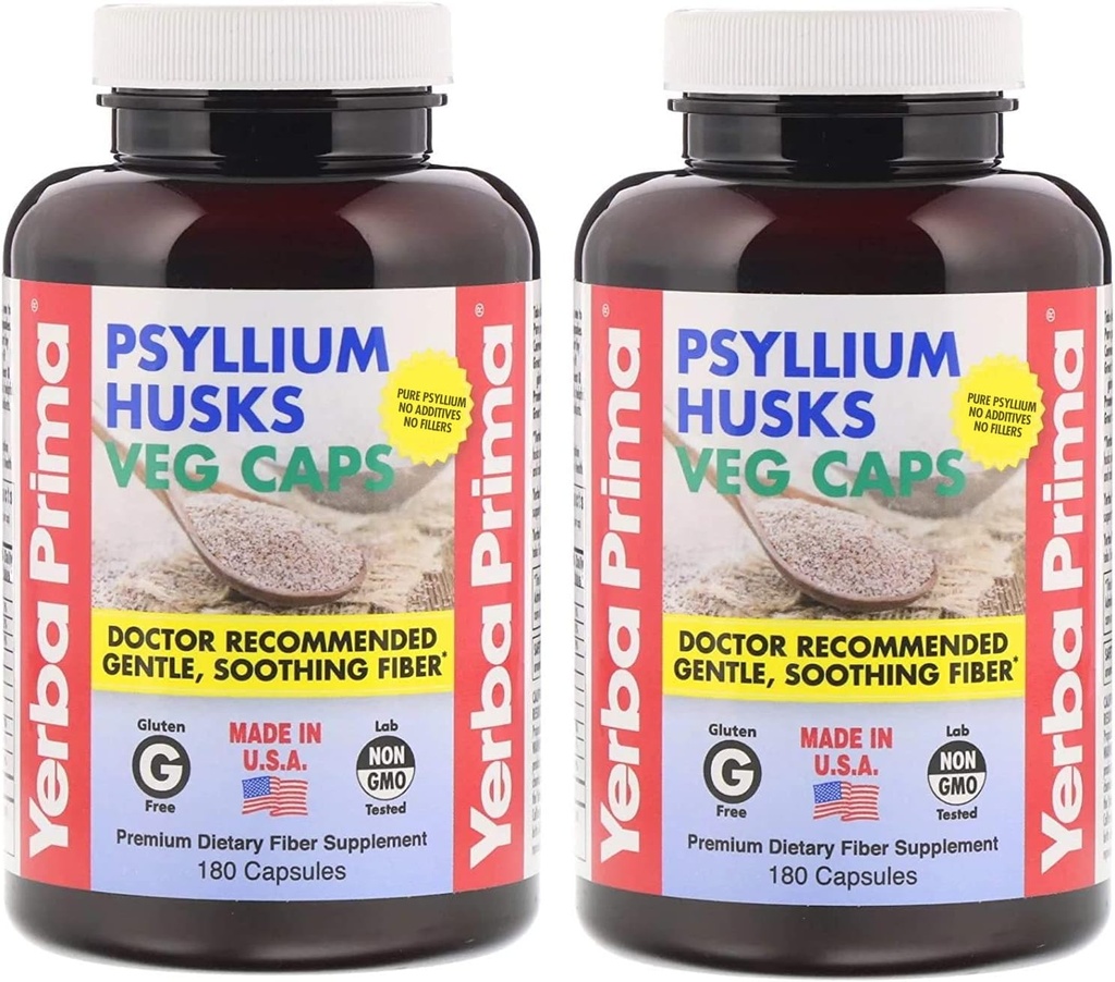 Yerba Prima Psyllium Husks Fiber Veg Caps - 180 (2号包)