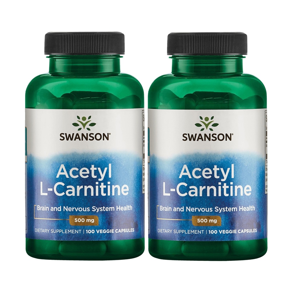 Swanson Acetyl-L-Carnitine - 氨酸补充剂,促进认知健康和肌肉支持 - 自然公式可以促进神经系统健康 - (100 Vegie Capsules)(2包)