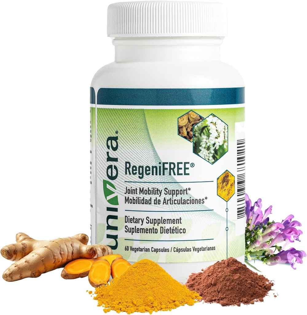 Univera RegeniFREE, Turmeric, Univestin, No Glucosamine, Shellfish Free, 全自然联合补编, Vegeterian Capsule, 60 Capsules (30日供应)