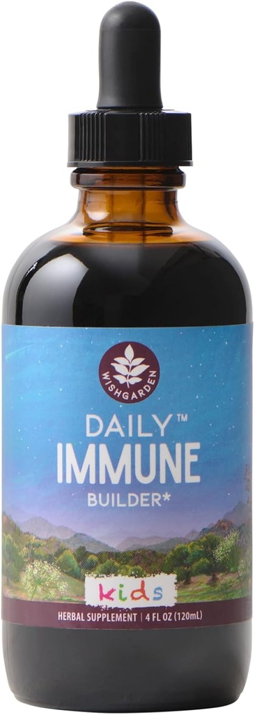 WishGarden Herbs Daily Immune for Kids - Daily Immune 儿童支持公式,草药Immune Defense & Immune System 与黑老莓 & Echinacea,儿童Immune支持补充,4oz