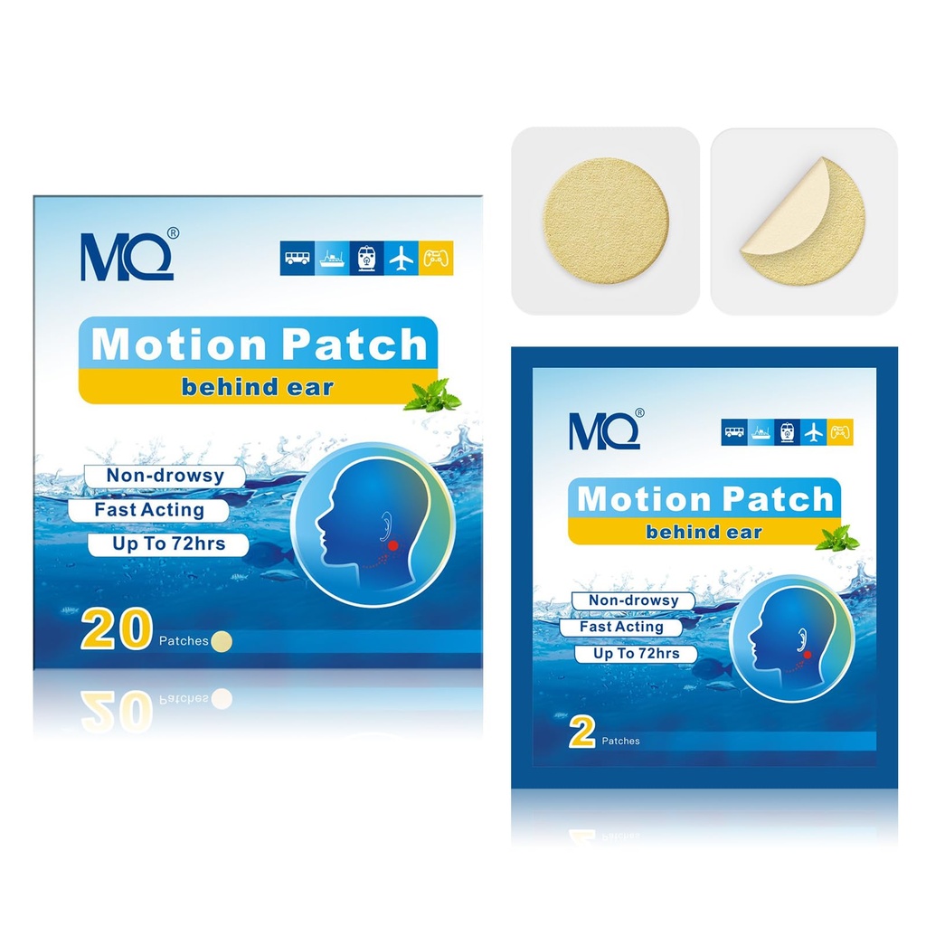MQ 20ct Motion 疾病补丁,浅色,海病补丁 Non Drowsy & Secret 防水,巡洋舰旅行基本原理,快速代理和耐久72H