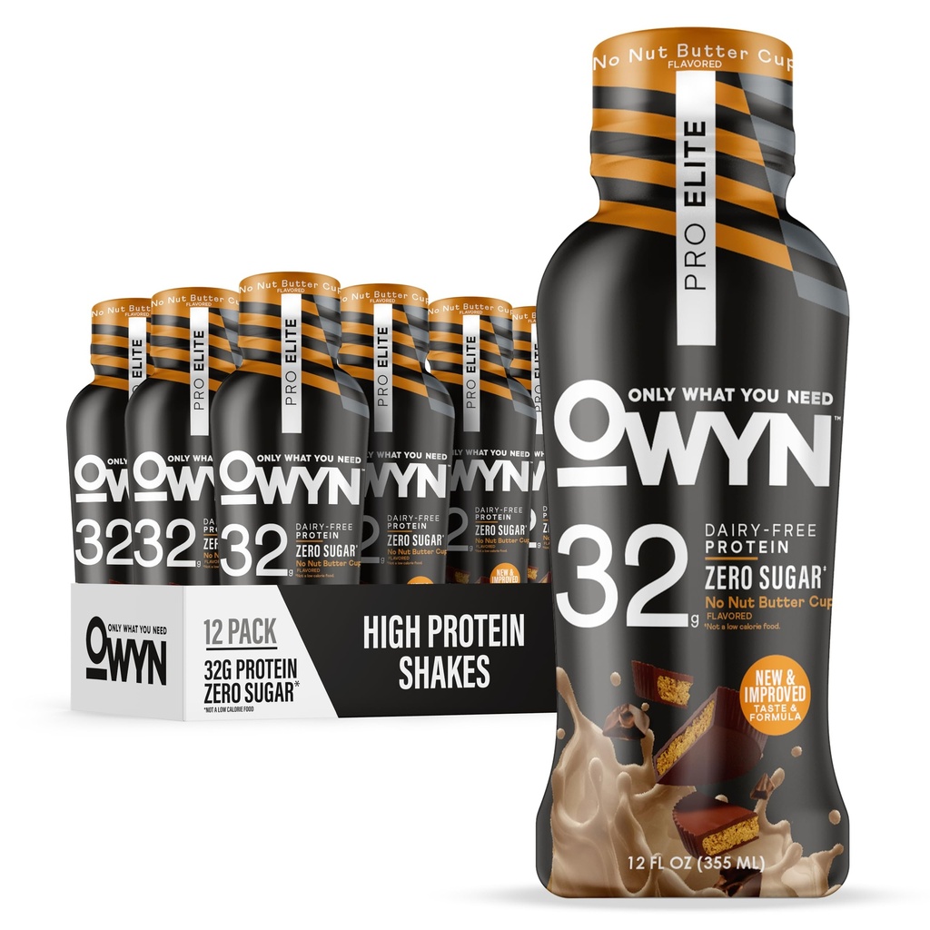OWYN Only What you needs Pro Elite Vegan Plant 基于高蛋白 Keto Shake, 无核酸杯, 零糖, 32g蛋白, Omega-3, 预生, 超食品绿色为工作和恢复, 0g Net Carbs