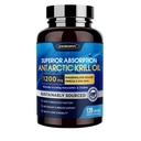 Krill Oil 1200 mg Omega 3 补充剂 Krill Omega 3 与高吸收性环保署,DHA, Astaxanthin & Phospolipids, 支持心与联合健康, 无鱼类余味 - 120 软胶(60种服务)