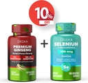 ORZAX Ginseng Premium Ginseng 120 Vegable Capsules和硒 200 Mg 180 Vegable Capsules, Bundle