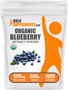 Bulk Assupports.com 有机蓝莓提取粉末 - 蓝莓提取粉末补充剂,抗氧化剂支持 - Vegan & Gluten Free, 每架500mg, 500g (1.1磅) (Pack of 1)