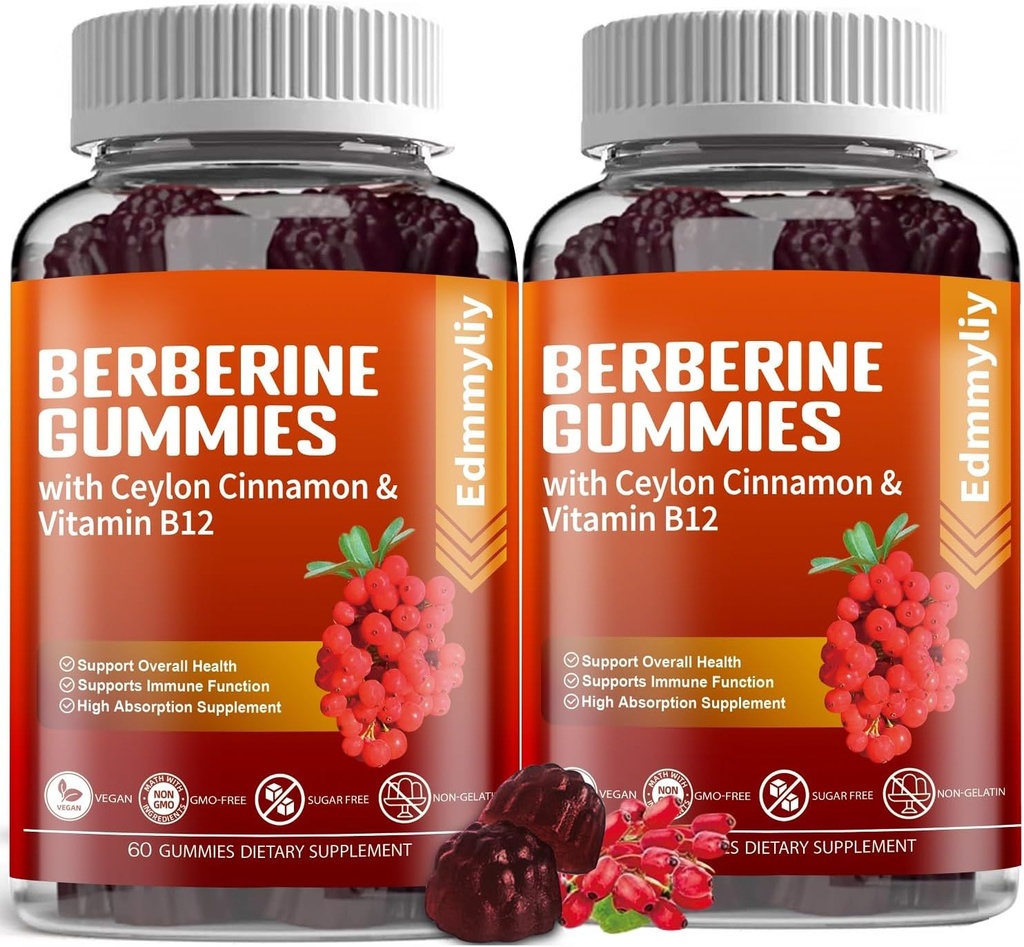 Berberine 补充锡兰肉桂-无糖有机Berberine 1500mg Gummys for Men and Women - 支持免疫和代谢与能源