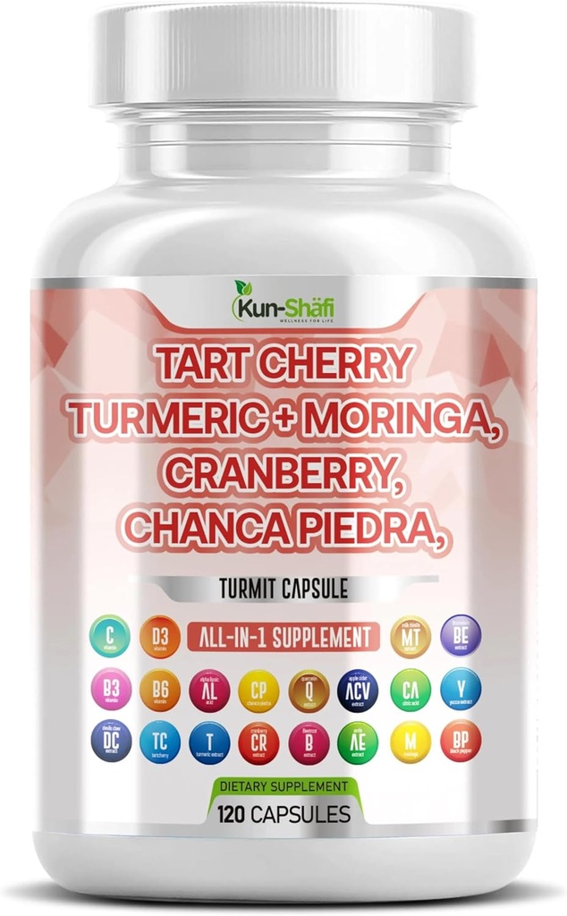 Tart Cherry Capsules 20,000 mg 与 Turmeric 8000 mg Moringa 4000 mg Cranberry 2000 mg 钱卡 Piedra Celery Quercetin ACV 相配的 Cabserv 和 Cabserv 相配的 Cabs 石榴 L Selenomethionine - 乌里克级 - 120厘米