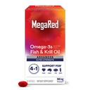 Megared Omega-3 Fish & Krill Oil Supplement 900mg - MegaRed Advance 4in1, 60 软胶, 2x More Omega-3, Heart, Joe, Brain and Eye Supplement, Red, 60 Counter