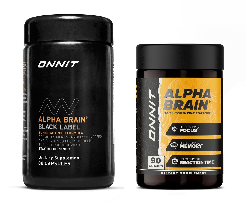 ONNIT Premium Alpha Brain Bundle - Nootropic Brain Supplement(90 Ct) + Black Label Citicoline 精神速度,注意力和认知支持补编(80 Ct) - 促进焦点,浓度和记忆